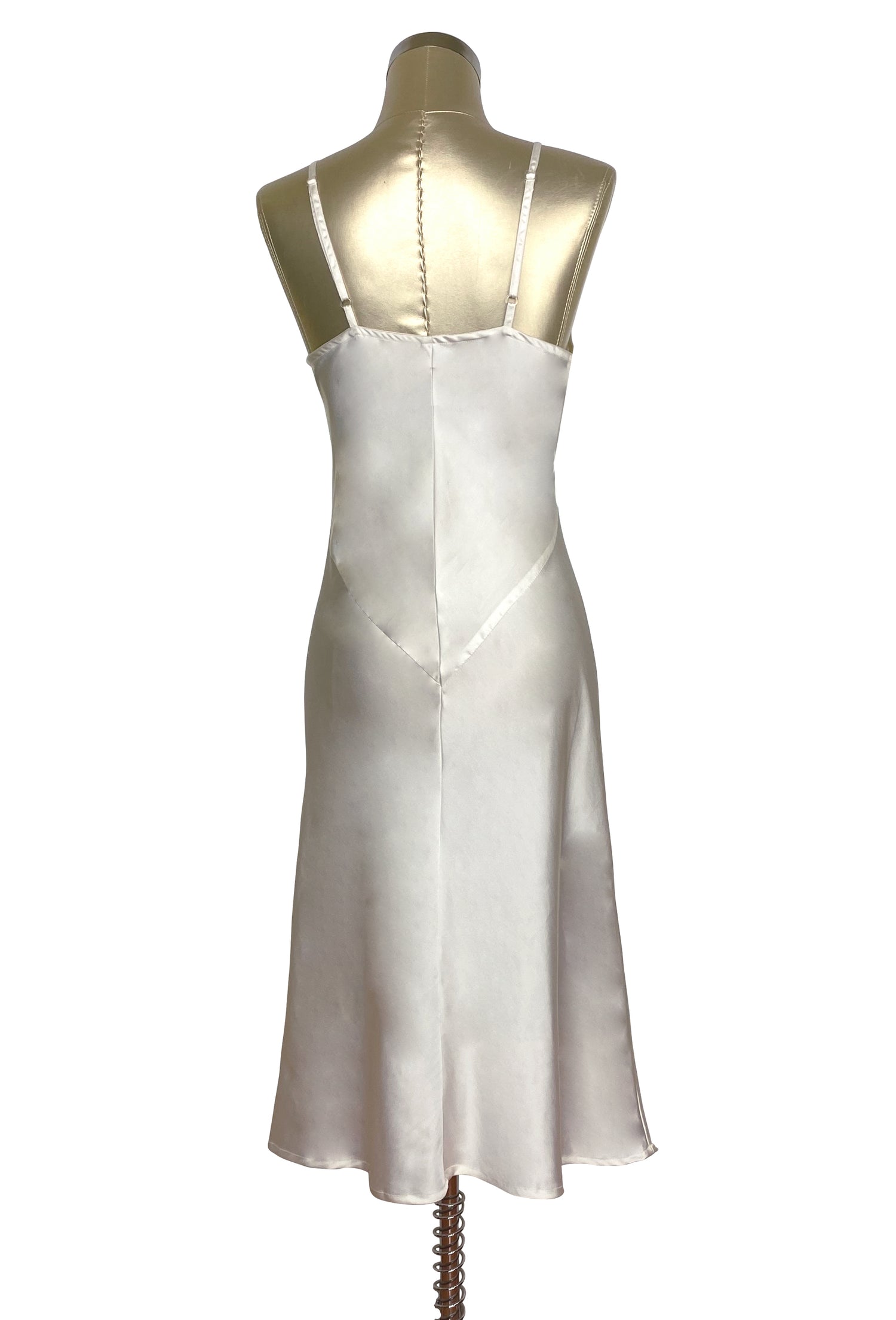 1930's Style Panel Bias Satin Slip Dress - Ivory L/XL 1930's Style Panel Bias Satin Slip Dress - Ivory L/XL