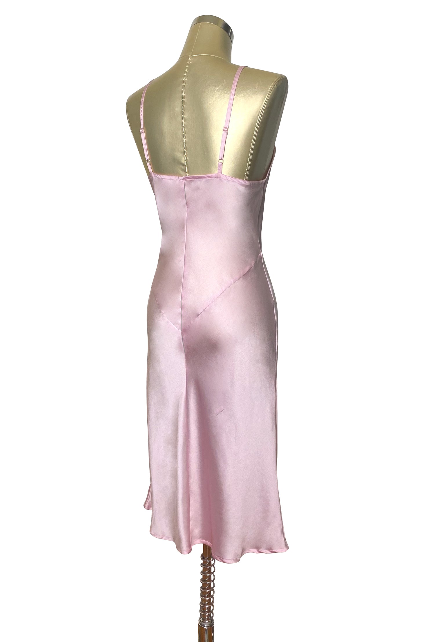 1930's Style Panel Bias Satin Slip Dress - Vintage Pink S/M 1930's Style Panel Bias Satin Slip Dress - Vintage Pink S/M