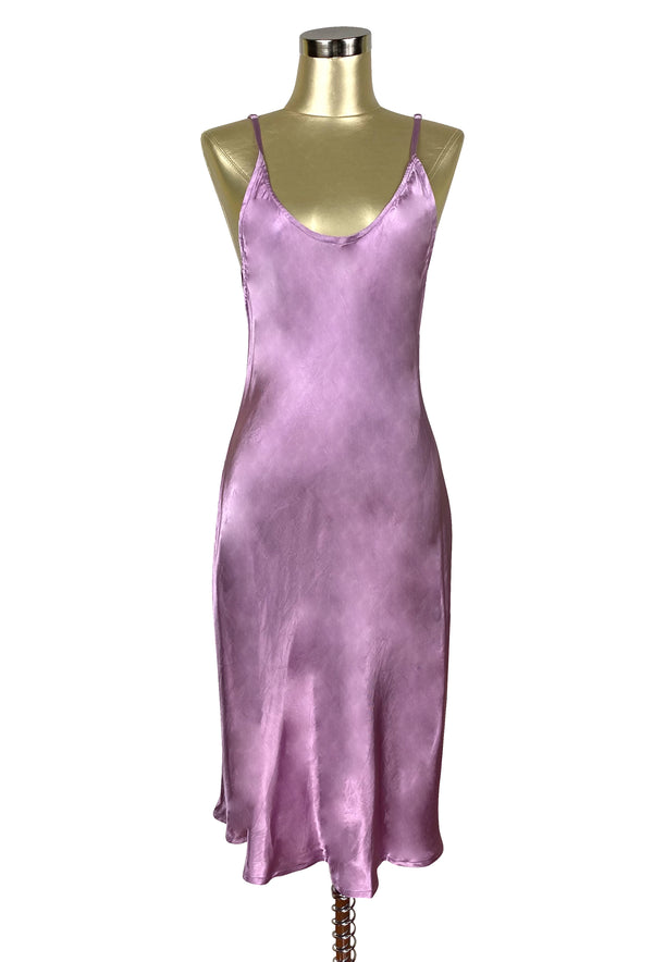 1930's Style Satin Bias Gatsby Glamour Slip Dress - Antique Dusty Plum