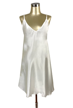 1930's Style Satin Bias Gatsby Glamour Slip Dress - Ivory