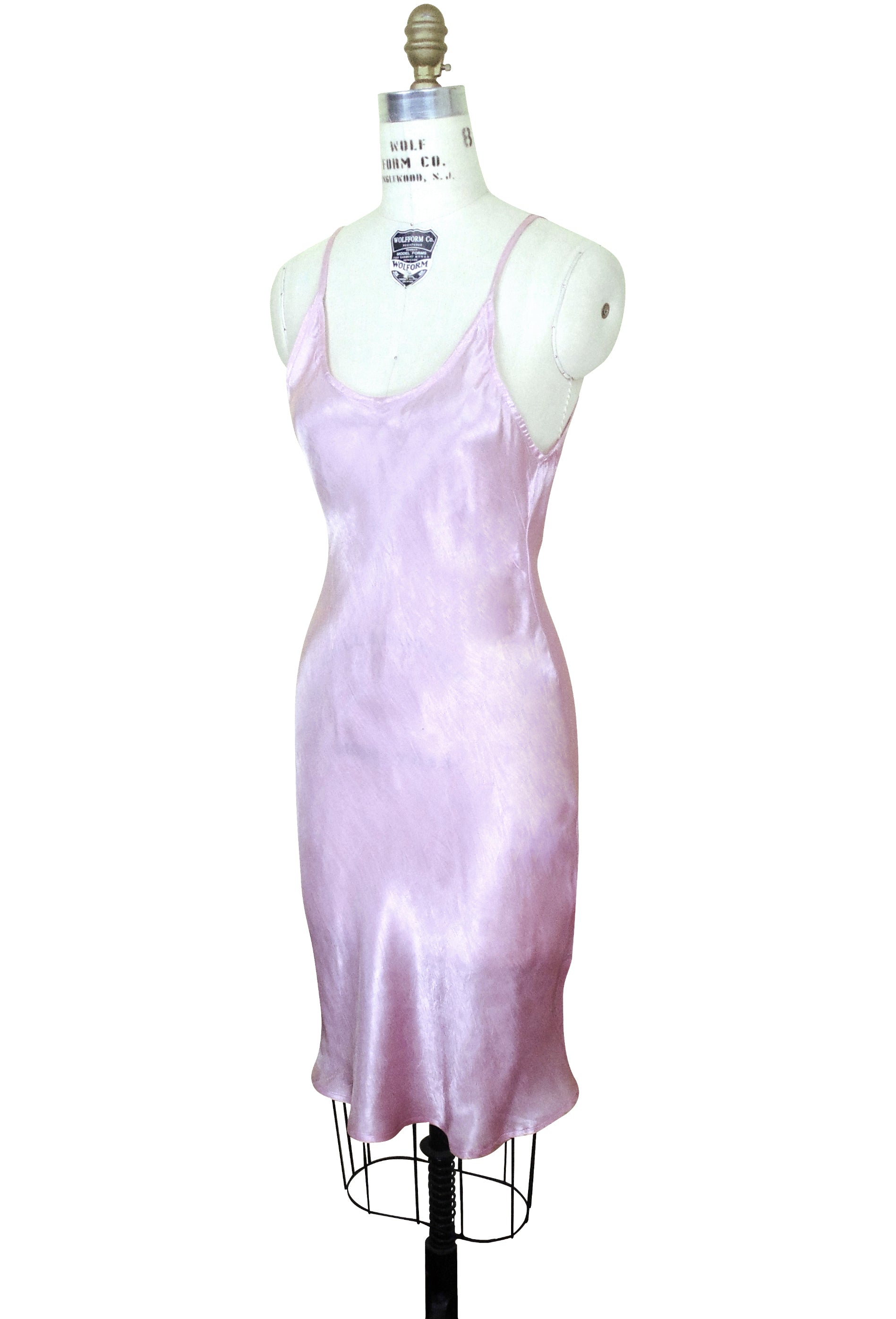 1930's Style Satin Bias Gatsby Glamour Slip Dress - Rouge Pink