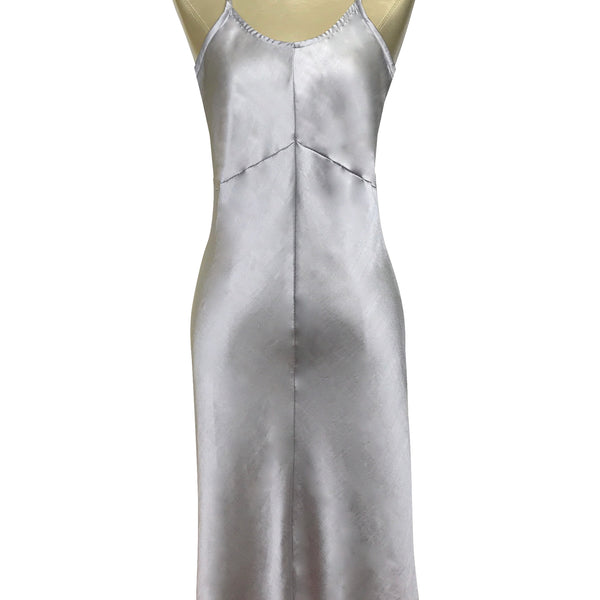 Silver silk slip dress on sale