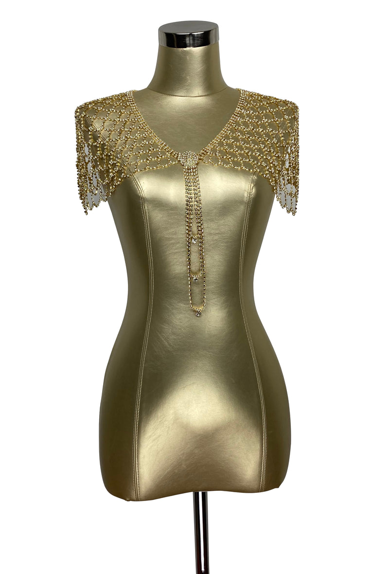 1930s Art Deco Crystal Glamour Wedding Capelet - The Deco Doll - Gold