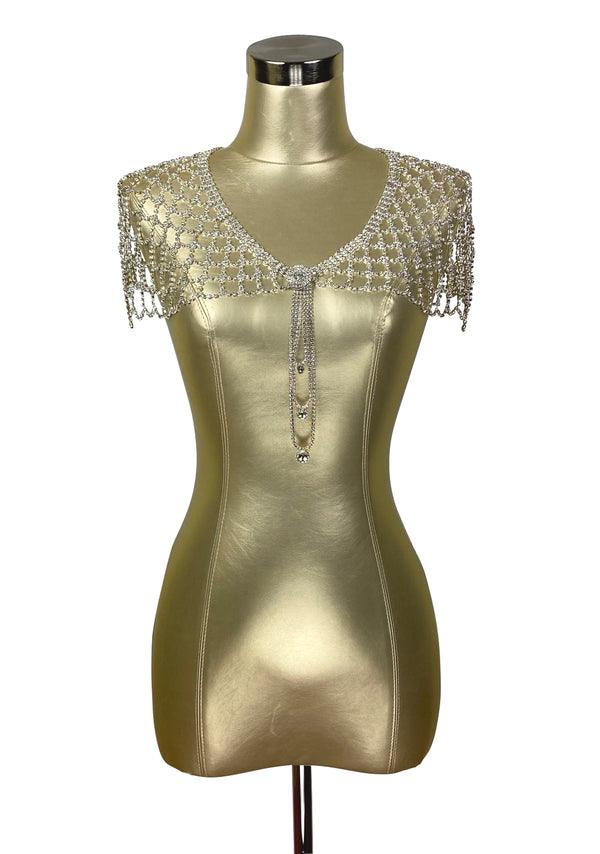 1930s Art Deco Crystal Glamour Wedding Capelet - The Deco Doll - Silver - The Deco Haus