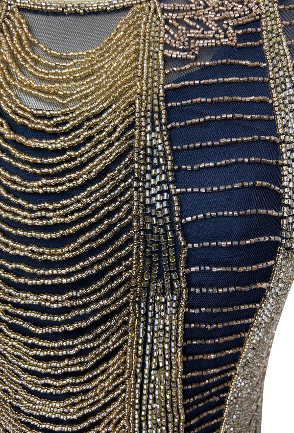 Art Deco Vintage Reproduction 1920's  Gown - The Cosmopolitan - Black Gold