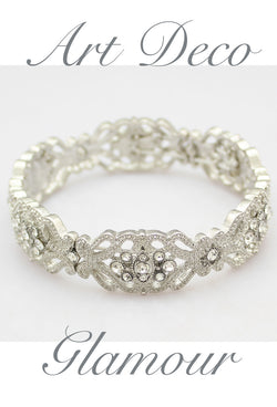 Gatsby Vintage 1920's Style Diamante Rhinestone Bracelet Vintage Crystal Bangle - The Deco Haus