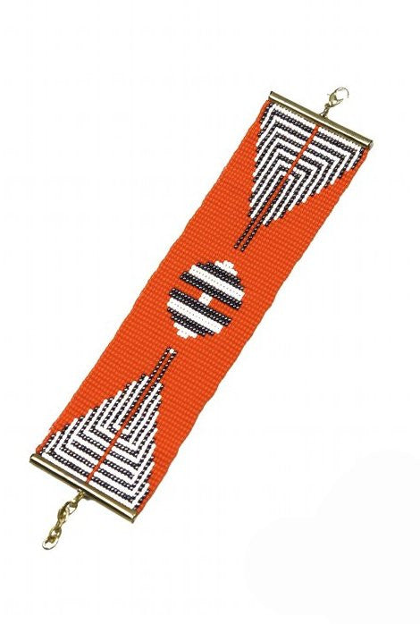Orange Black Art Deco Czech Bead 20s Style Bracelet - The Decoist - The Deco Haus