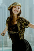 The Vintage Art Nouveau Hand Beaded Sequin Bolero Jacket - Gold on Black - The Deco Haus