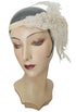 Champagne Peach Luxe Ostrich Art Deco Vintage Style Wedding Headband Bandeau - The Deco Haus