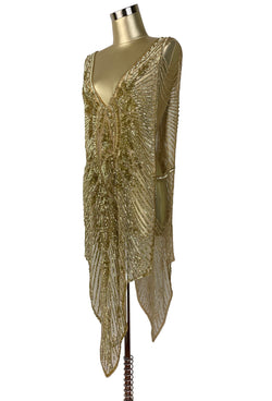 1920's Antique Deco Inspired Gatsby Beaded Evening Bag - Black Gold Deco Fringe
