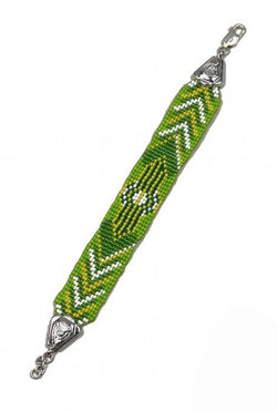 Deco Haus Special Edition Hand-Beaded Vintage Silver Bracelet - Nile Green - The Deco Haus