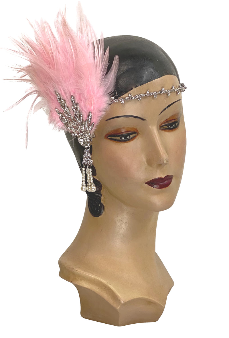Diamante Vintage Style 1920's Flapper Headband - The Tiffany - Candy Pink