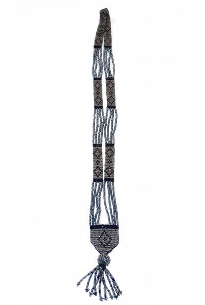 The Diamante Vintage Beaded 1920s Sautoir Necklace - Sterling Grey &amp; Black - The Deco Haus