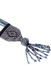 The Diamante Vintage Beaded 1920s Sautoir Necklace - Sterling Grey & Black The Deco Haus