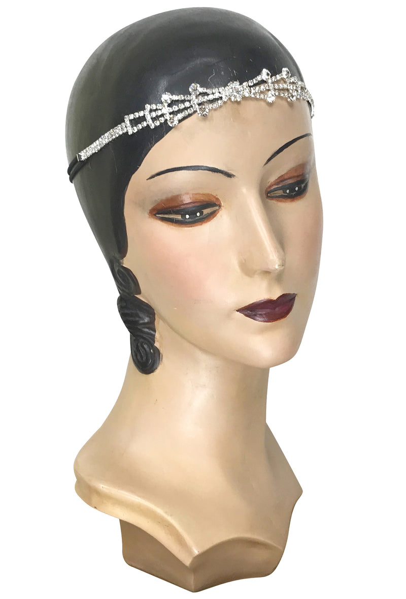 Diamante Rhinestone Vintage Style 1920's Flapper Headband - Deco Bows - The Deco Haus