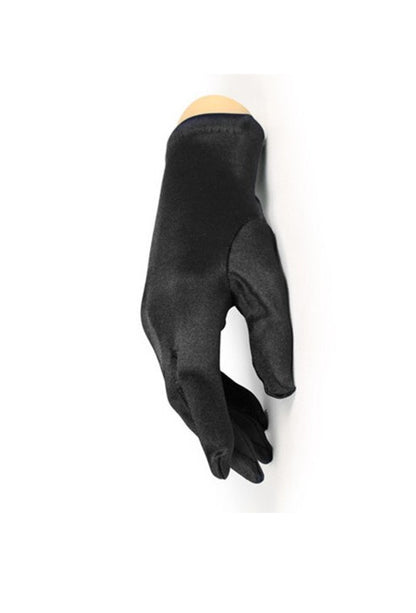 Ebony black vintage satin driving glove with fingered hand opening