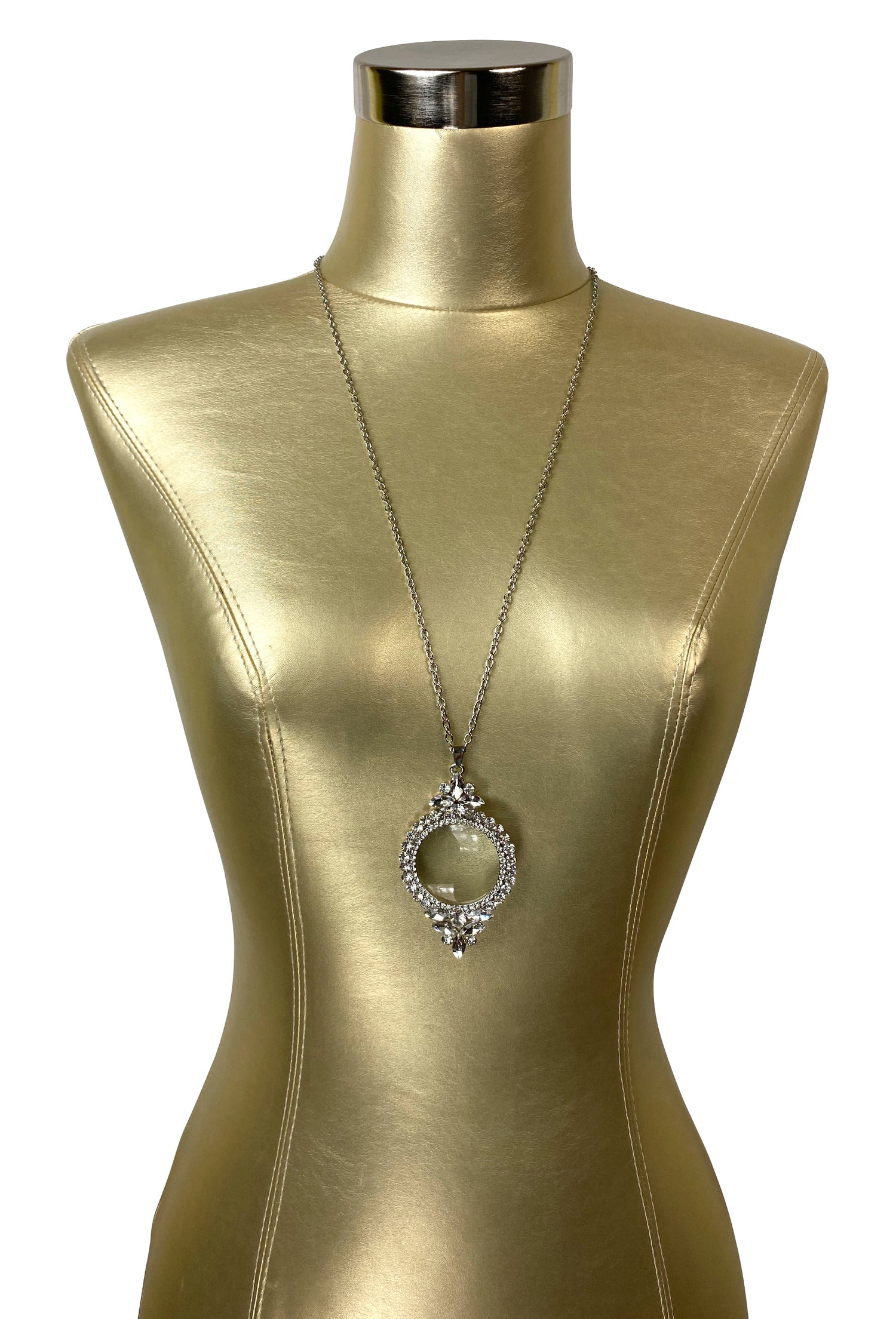 Flapper Rhinestone Vintage 1920s Magnifying Glass Necklace