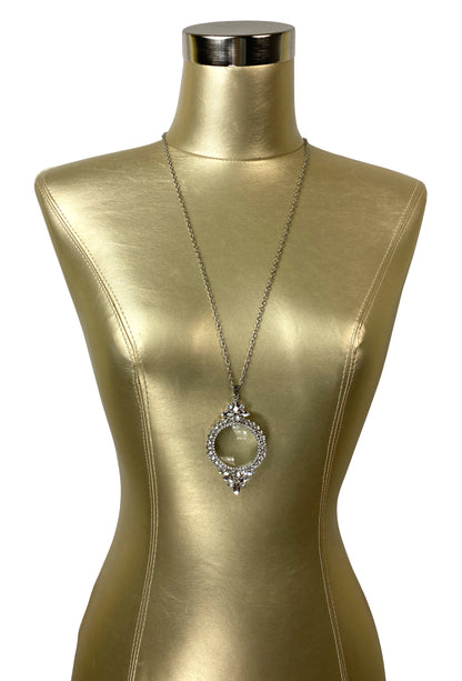 Flapper Rhinestone Vintage 1920s Magnifying Glass Necklace