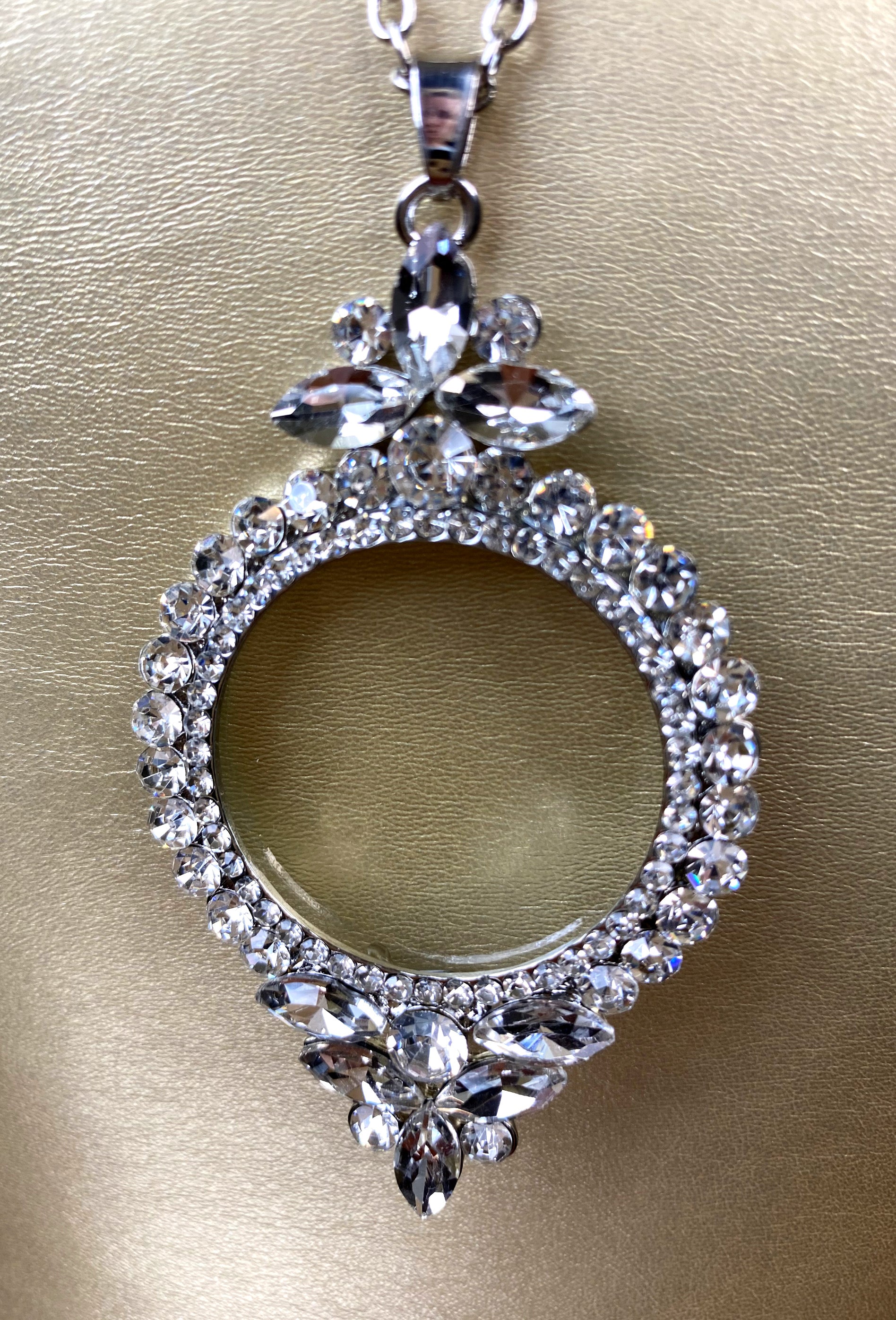Flapper Rhinestone Vintage 1920s Magnifying Glass Necklace