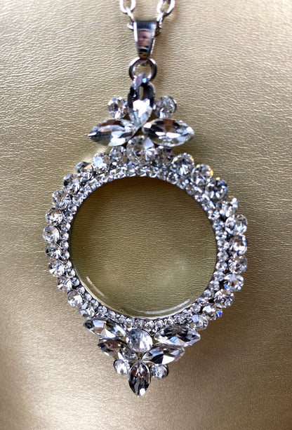 Flapper Rhinestone Vintage 1920s Magnifying Glass Necklace