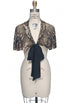 1920s Beaded Silk Bow Flapper Capelet - The Garbo - Gold on Jet - The Deco Haus
