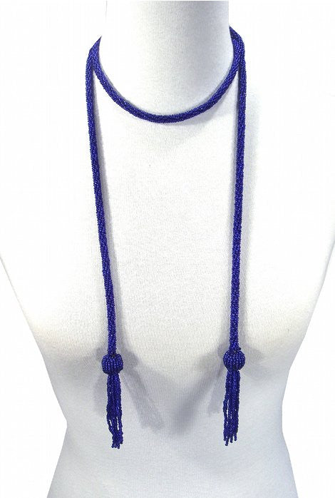 The Gatsby Rope Flapper 1920's Belt Necklace -  Cobalt Blue - The Deco Haus