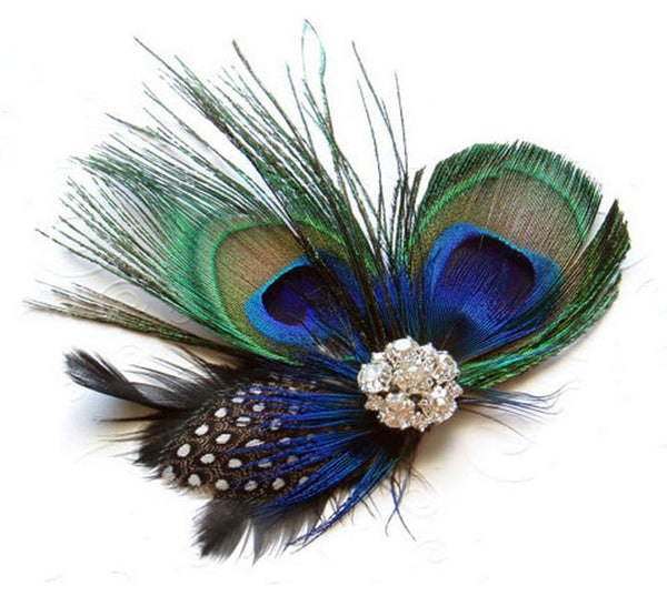 Peacock Rhinestone Flapper Fascinator Hair Clip The Deco Haus
