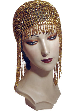 The Jazz Baby Flapper Fringe 20's Party Cap - Gold - The Deco Haus