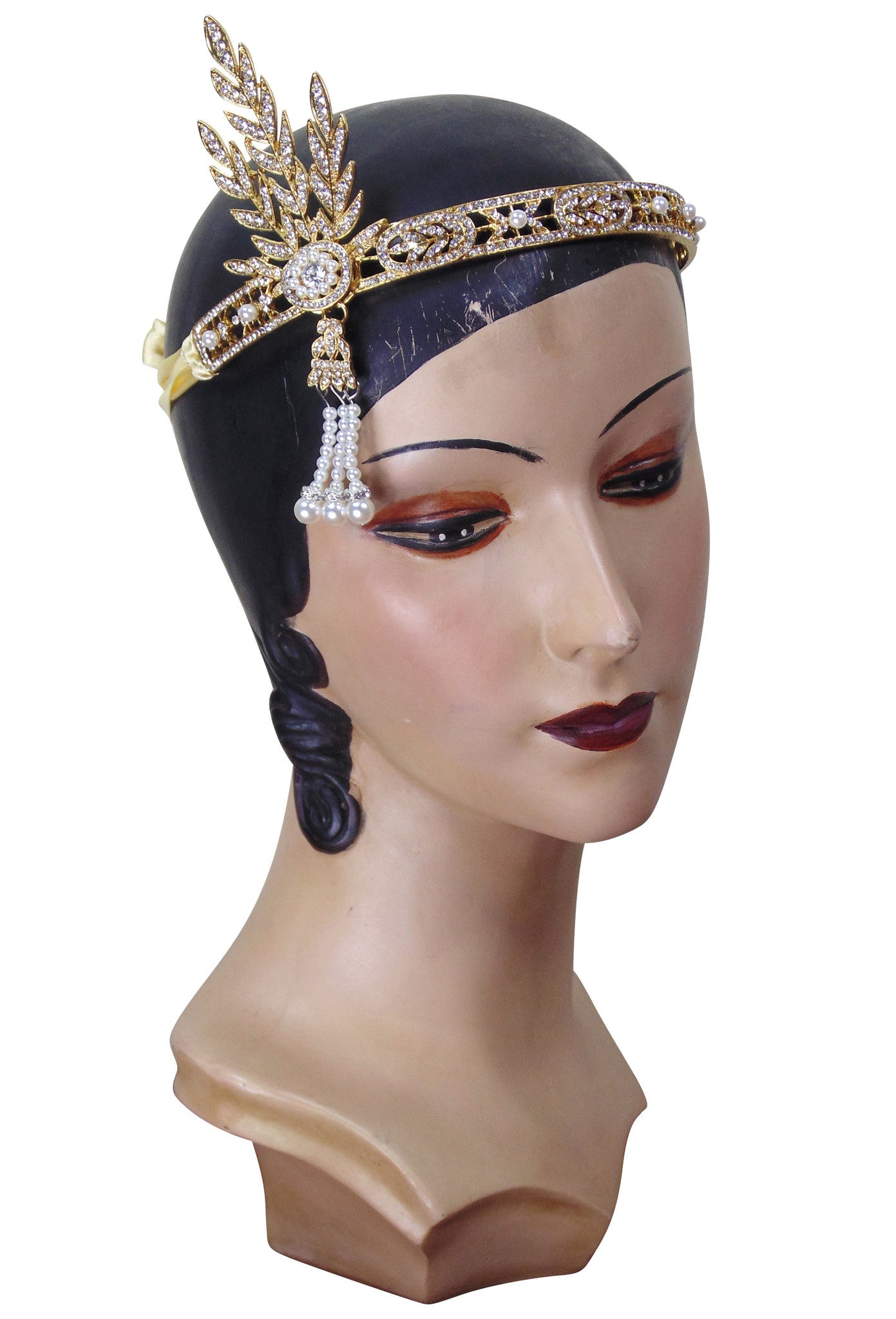 The &quot;Great Gatsby&quot; Flapper Rhinestone Vintage 1920s Daisy Tiara - Gold - The Deco Haus