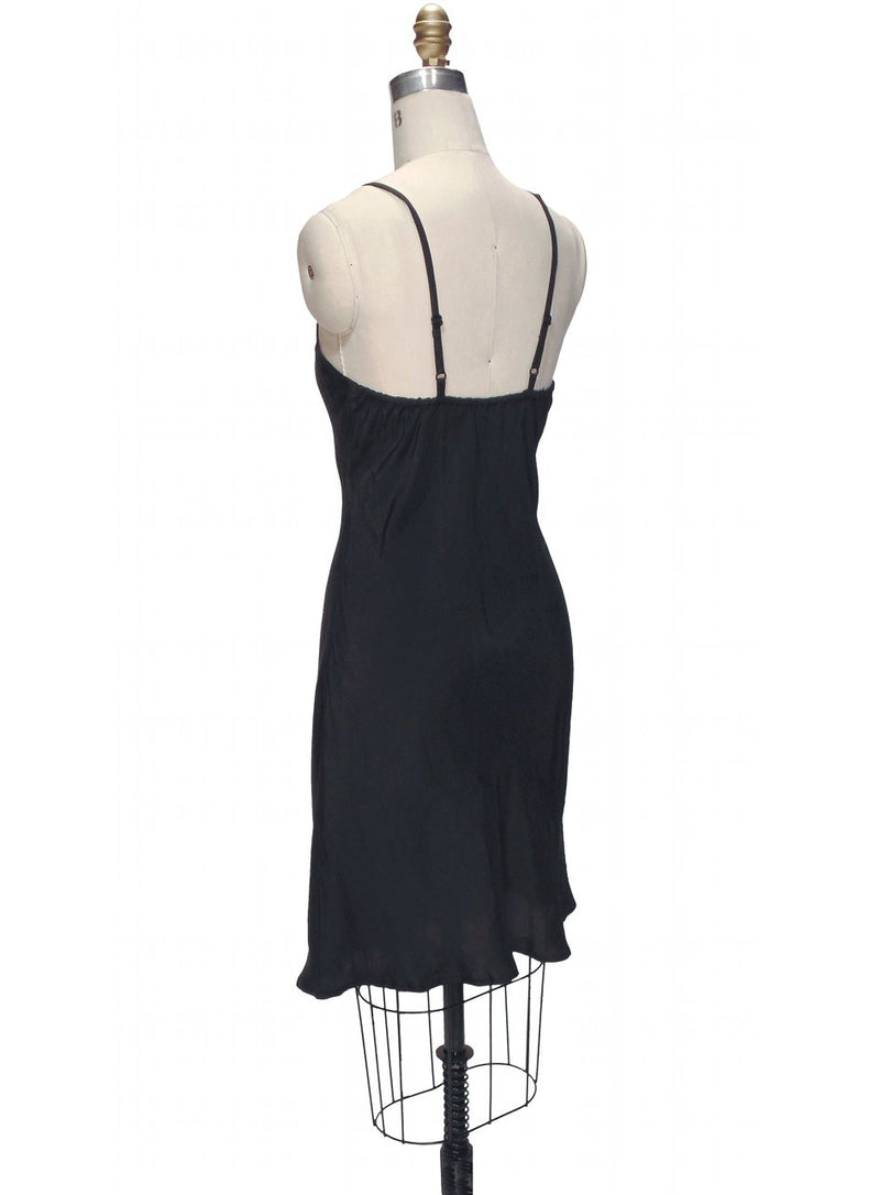 1920's Style Habutai Silk Glamour Flapper Slip Dress - Kohl - The Deco Haus