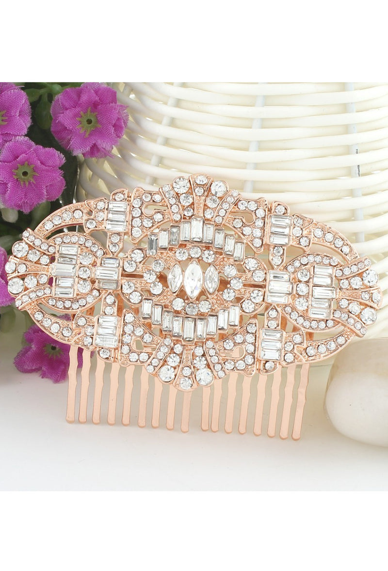 The Bella Austrian Crystal Vintage Bridal Hair Comb - Rose Gold - The Deco Haus