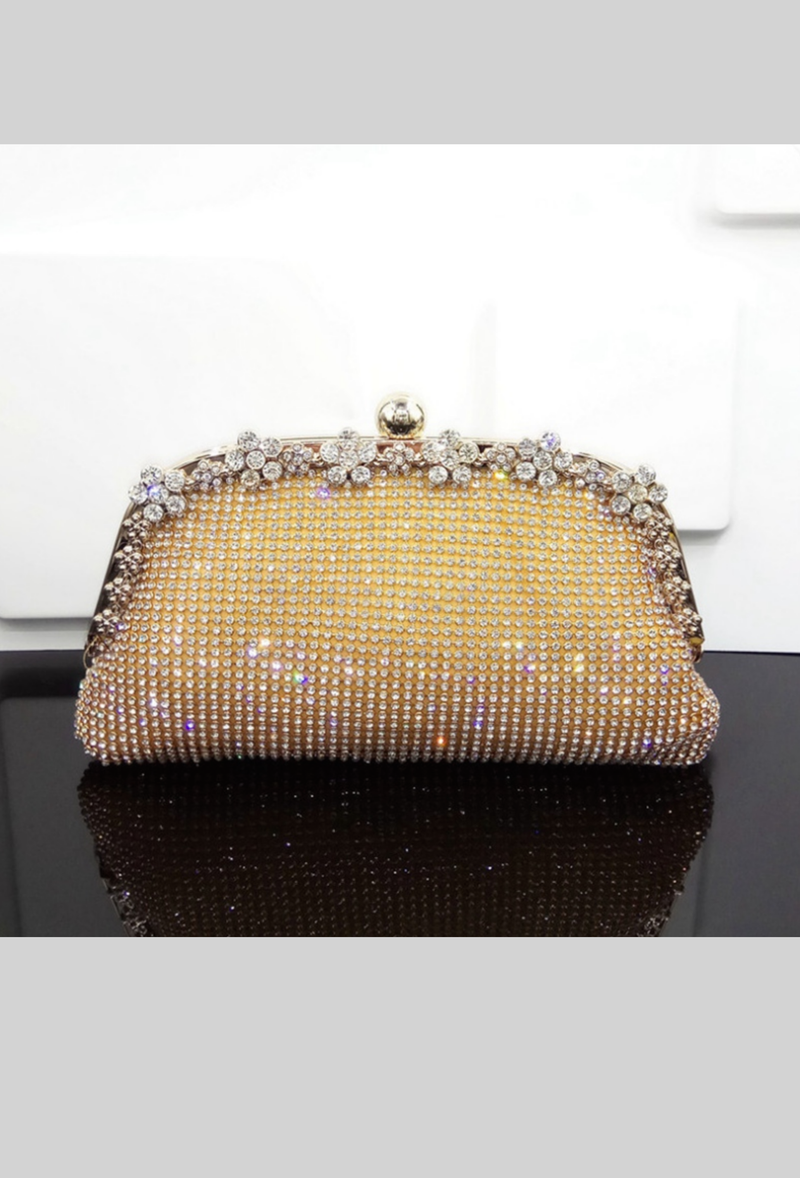 Hollywood Inspired Vintage Crystal Mesh Glamour Clutch Purse - Gold - The Deco Haus