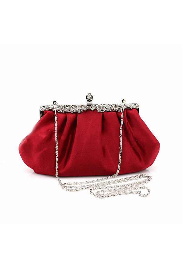 Hollywood Inspired Vintage Satin Glamour Clutch Purse - Red - The Deco Haus