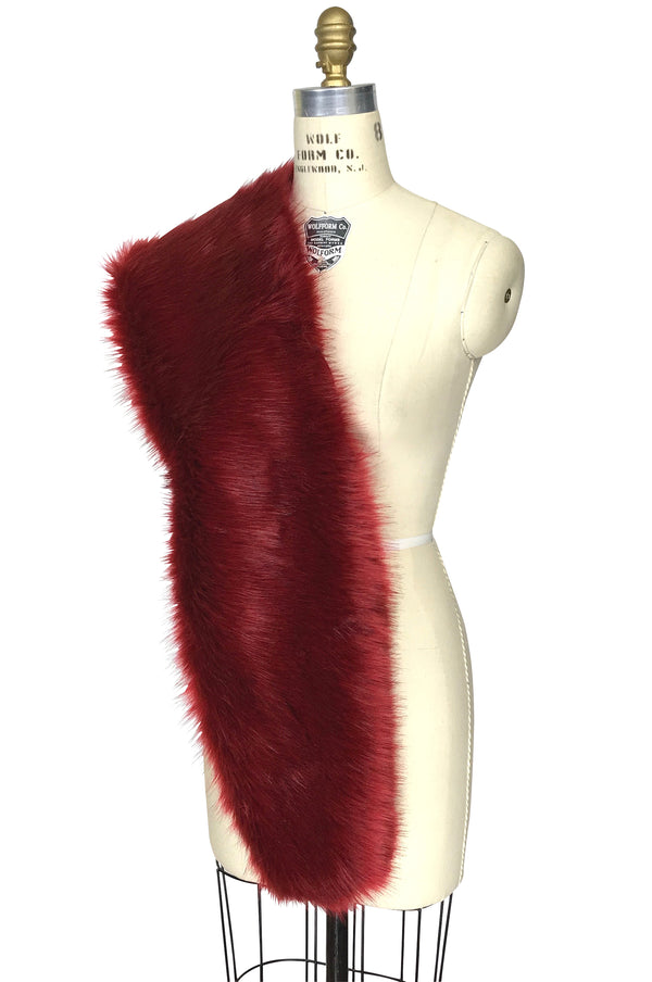 The Marilyn Luxury Vintage Faux Fur Shrug Wrap - Blood Red - The Deco Haus