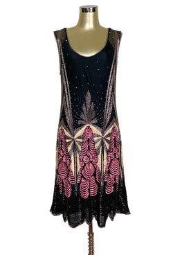 Downton Abbey Inspired Dresses LIMITED EDITION 1920S LUXURY VINTAGE GATSBY BEADED PARTY DRESS - THE CHANTILLY - BLACK  AT vintagedancer.com