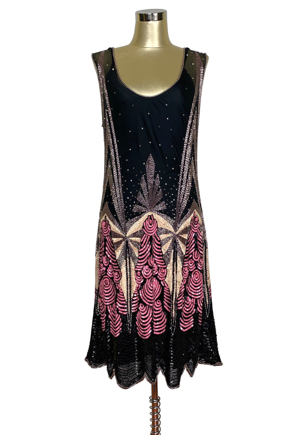 Limited Edition 1920's Luxury Vintage Gatsby Beaded Party Dress - The Chantilly - Black