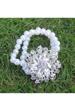 Luxe Pearl Stretch Corsage Diamante Vintage Bracelet