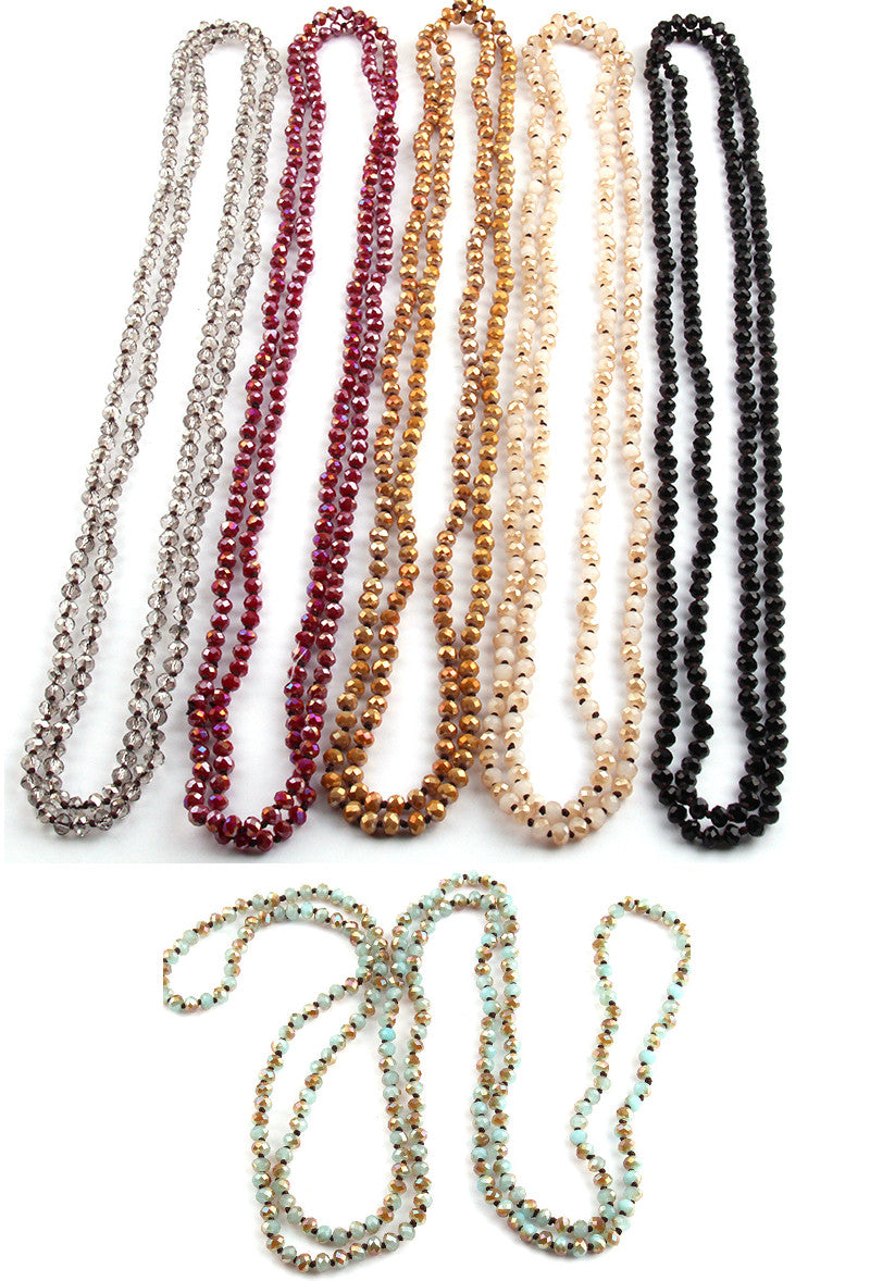 Luxe Faceted Czech Glass Crystal Beaded Ultra Long Flapper Necklace The Deco Haus
