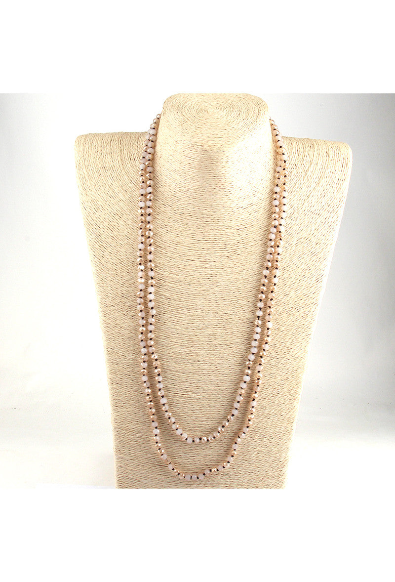 Luxe Faceted Czech Glass Crystal Beaded Ultra Long Flapper Necklace Cream The Deco Haus
