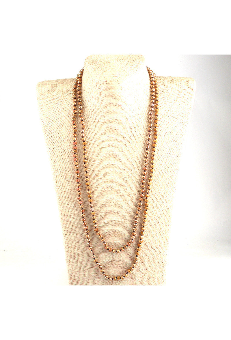 Luxe Faceted Czech Glass Crystal Beaded Ultra Long Flapper Necklace Gold The Deco Haus