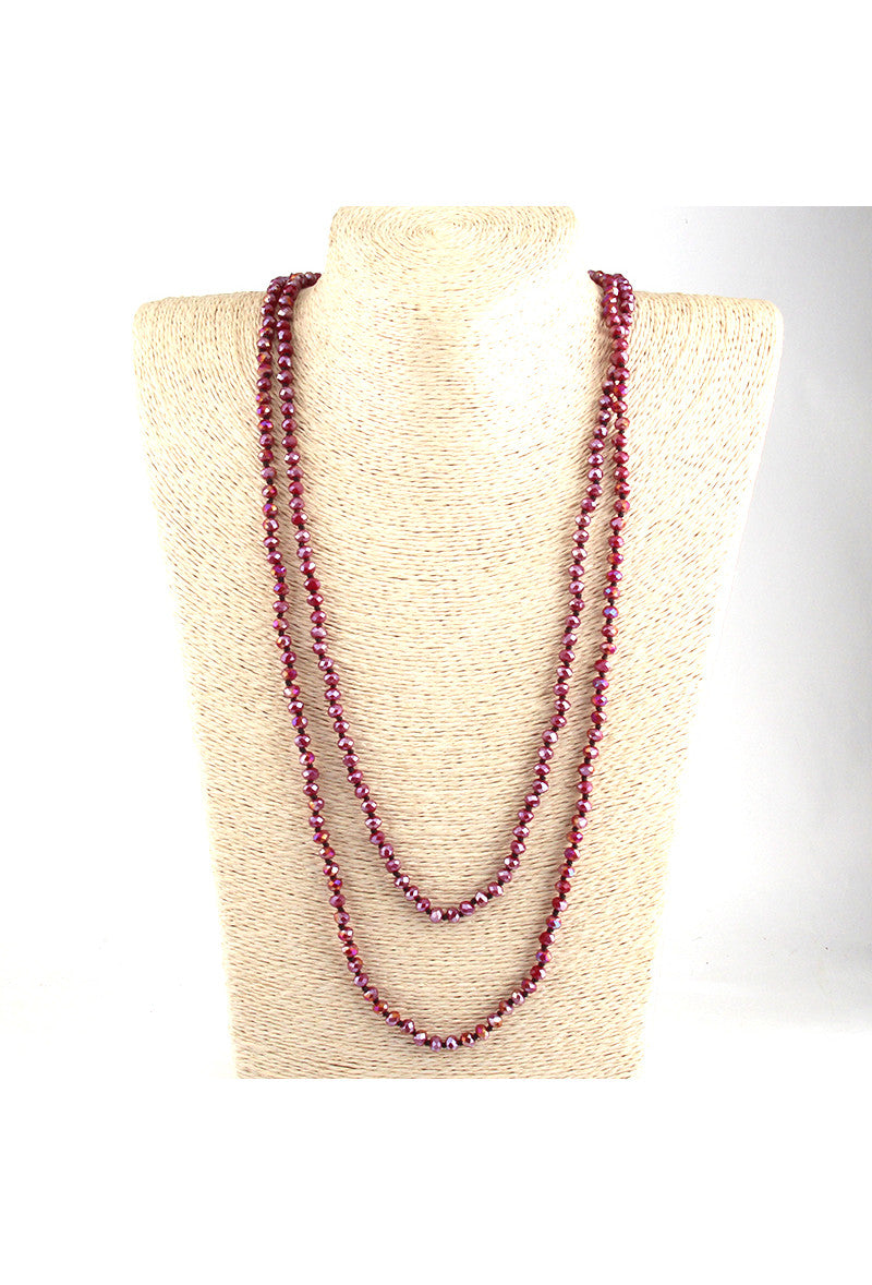 Luxe Faceted Czech Glass Crystal Beaded Ultra Long Flapper Necklace Red The Deco Haus