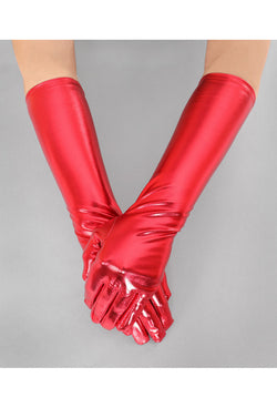 Metallic Luxe Long Opera Evening Glove - Lipstick Red - The Deco Haus