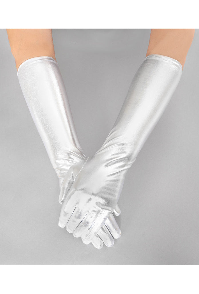 期間限定値下げ！！＜MARTINIANO＞GLOVE SILVER COLOR Metallic Luxe Long Opera Evening Glove - Silver