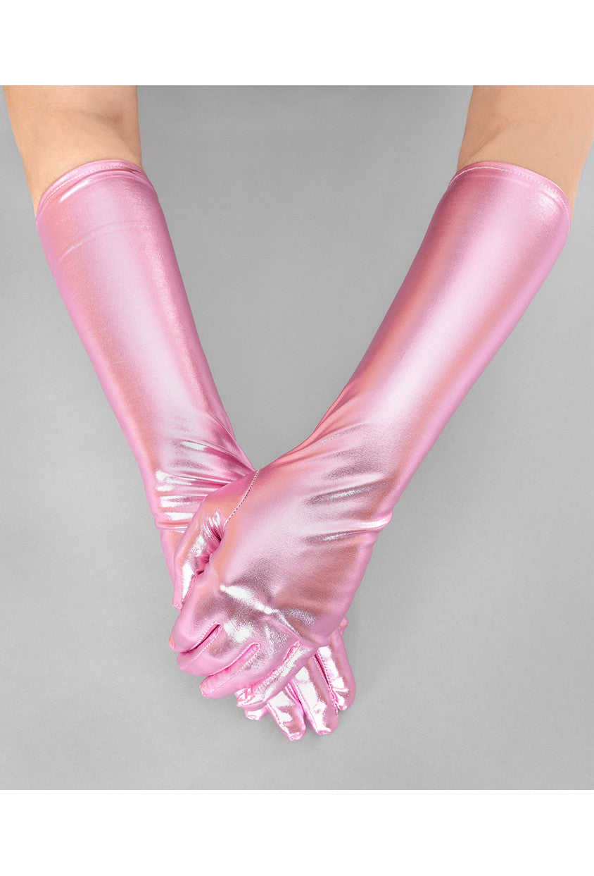 Metallic Luxe Long Opera Evening Glove - Vintage Pink The Deco Haus