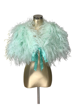 Ultra Ostrich Hollywood Glamour 1930s Vintage Style Harlow Wrap - Seafoam Green - The Deco Haus