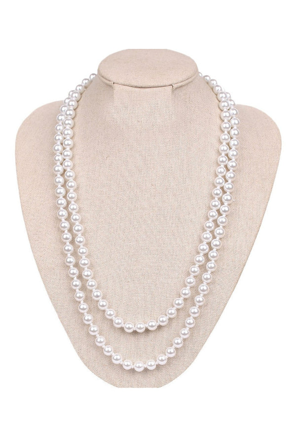 Long Pearl Rope Flapper Party Necklace 8mm - The Deco Haus