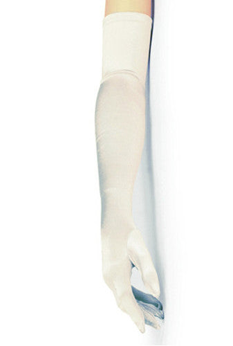 Vintage Style Satin Long Opera Evening Glove - Silver The Deco Haus