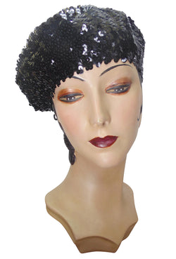 Super Chic Deco Sequin 1920's Style French Beret - Black - The Deco Haus