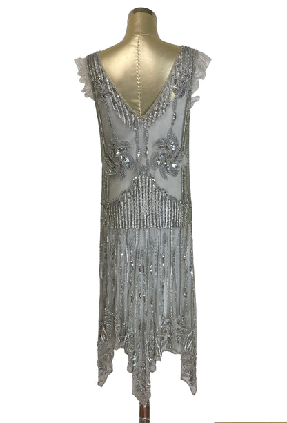 The 1920s Hollywood Regency Handkerchief Vintage Gown - Silver