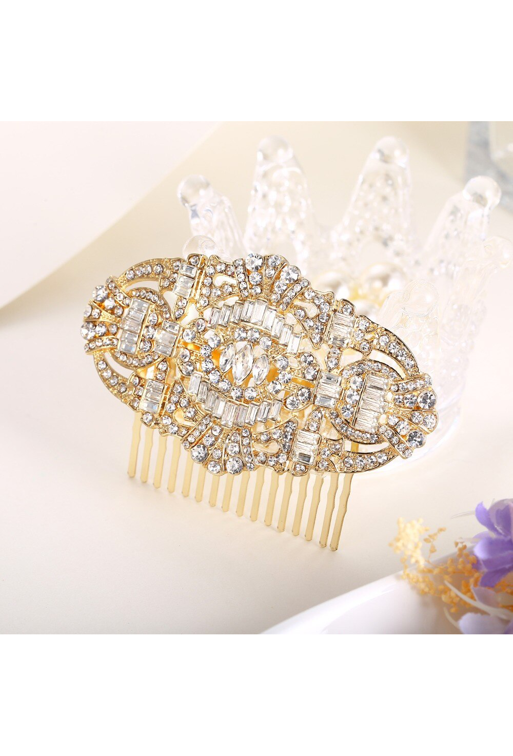 The Bella Austrian Crystal Vintage Bridal Hair Comb - Gold The Deco Haus